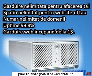 Gazduire web nelimitata incepand de la 1 $ - onuflorin23 - Reclame gratuite, Cumparare, Reclame, publicitate, anunturi, cereri - oferte