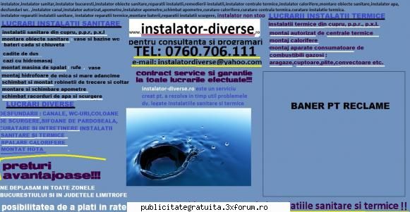 instalator sanitar - instalatordiverse - Reclame gratuite, Cumparare, Reclame, publicitate, anunturi, cereri - oferte